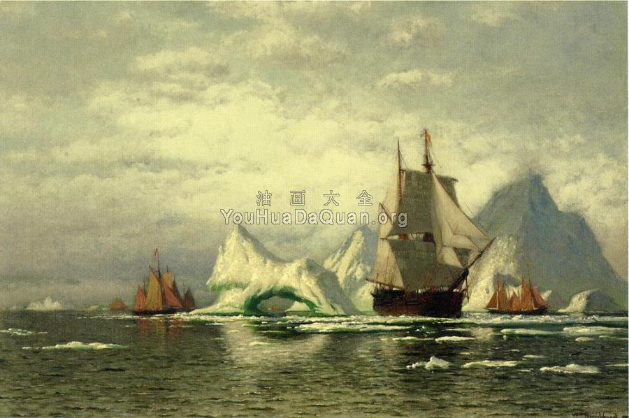Arctic Whaler Homeward Bound Among the Icebergs - 威廉·布雷德福